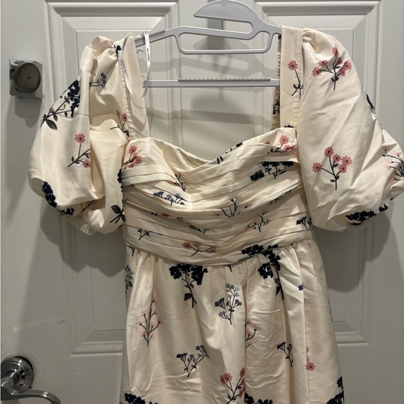 SELF-PORTRAIT Puff-Sleeve Floral-Print Crepe Dress - Picture 5 of 6